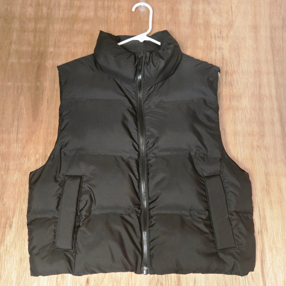 Black Puffer Vest Sleeveless Quilted Zip Up Jacket Women's Size Medium